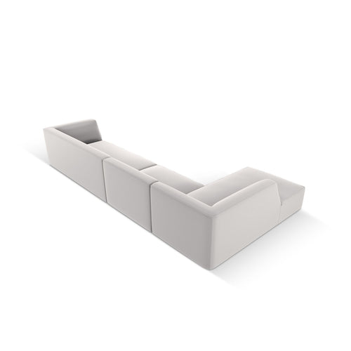 Cosmopolitan Design - Modulaire hoekbank links Siena 5-zits, imitatieleer lichtgrijs - 180x366x69cm