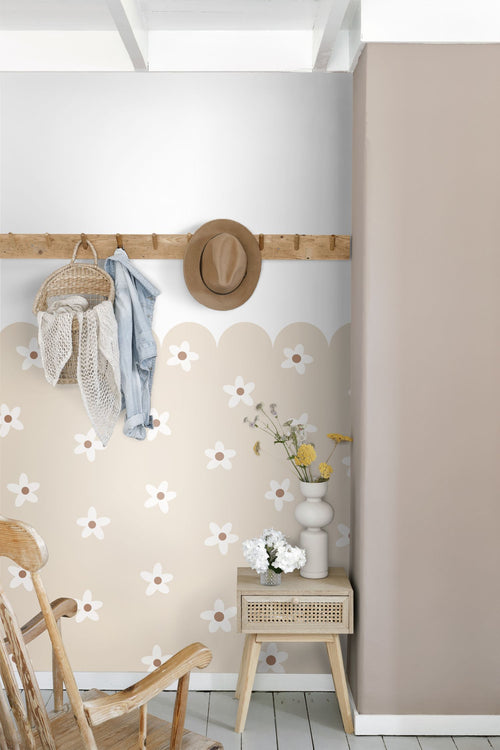 ESTAhome fotobehang madeliefjes beige - 2.5 x 2.79 m - 159594