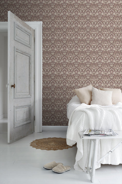 Borastapeter behang vintage bloemen in art nouveau stijl rood - 53 cm x 10.05 m - 660946 - vtwonen shop