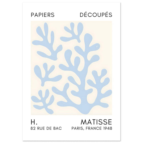 Artfulprints  Matisse – Coral shadows light blue   poster A4 21x29.7 cm - vtwonen shop