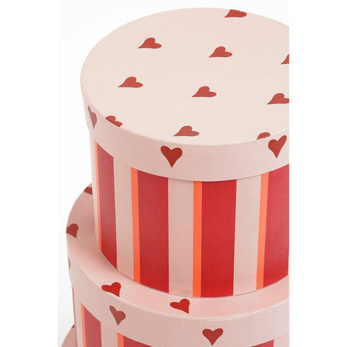 Mica Decorations Opbergdoos - Set van 3 - H14 x Ø21 cm - Papier - FSC Mix - Rood