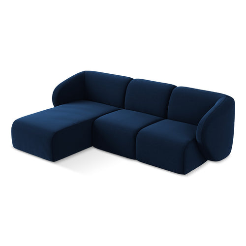 LaMiaSofa hoekbank links Cervo - velours - koningsblauw - 248x166x83