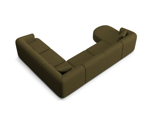 Cosmopolitan Design Modulaire panoramische hoekbank rechts Campi 7-zits, structurele stof groente - 255x330x70cm
