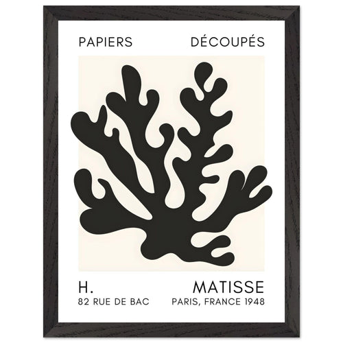 Artfulprints Poster met Lijst Matisse – Saltflower shapes black   - 30x40 cm - Zwart