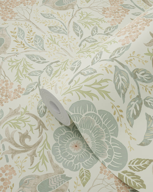 ESTAhome behang bloemen en vogels in art nouveau stijl meerkleurig 53 cm x 10.05 m 139323