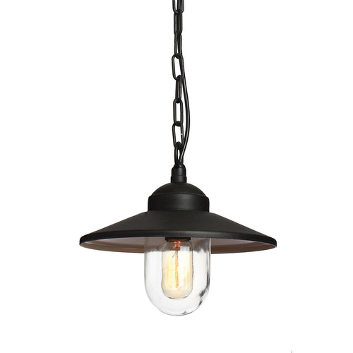 Elstead Klampenborg - 1-lichts hangende lantaarn met ketting voor buiten zwart IP44, E27