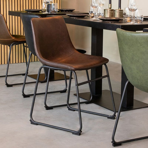 LABEL51 Eetkamerstoel Risto - Bruin PU-Leer - Set van 2 - vtwonen shop