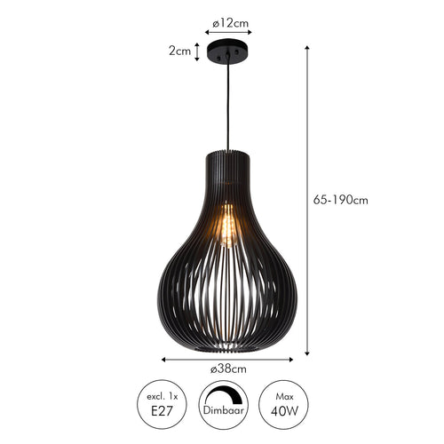 Atmooz hanglamp Zita M - zwart - Ø 38 x H 190 cm - E27