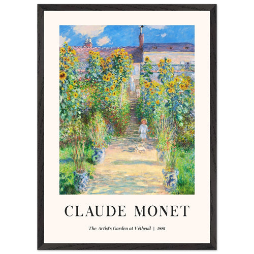 Artfulprints Poster met Lijst Claude Monet - The artist's garden at Vétheuil   - 50x70 cm - Groen