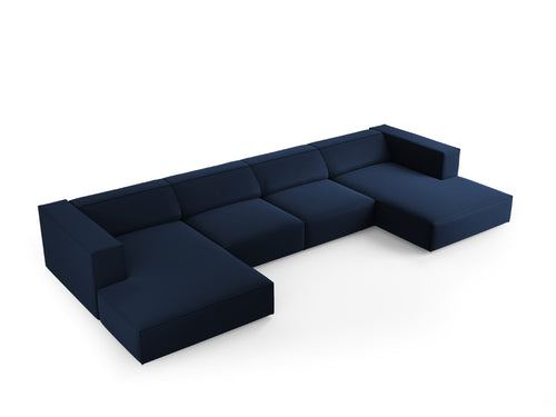 Cosmopolitan Design Panoramische bank Arendal 6-zits, flueel, koningsblauw - 166x364x70cm