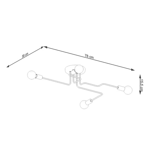 Sollux Lighting Kroonluchter VECTOR 4 zwart - 78x58x15,5cm
