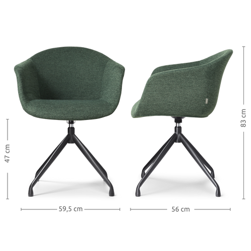 Nolon Nola-Otis Draaibare Eetkamerstoelen Set - Donkergroen - Zwart - vtwonen shop