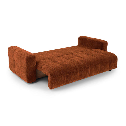 Premium Interiors - Slaapbank met opbergruimte VIBE - zacht aanvoelende geweven stof terracotta 247cm