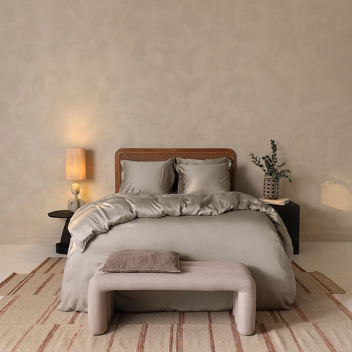 Coco & Cici - TENCEL - Sateen Dekbedovertrek Taupe - 260x220 + 2 kussenslopen 60x70