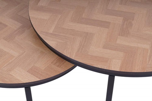 MaximaVida ronde salontafel set Copenhagen XL 75 en 58 cm - HPL fishbone look - vtwonen shop