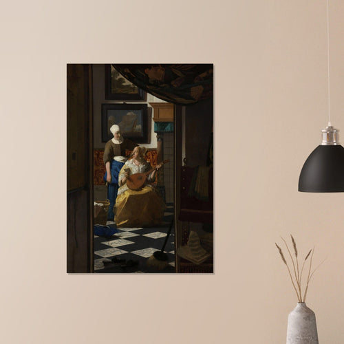 Artfulprints Poster Johannes Vermeer - De liefdesbrief   - 50x70 cm - Bruin