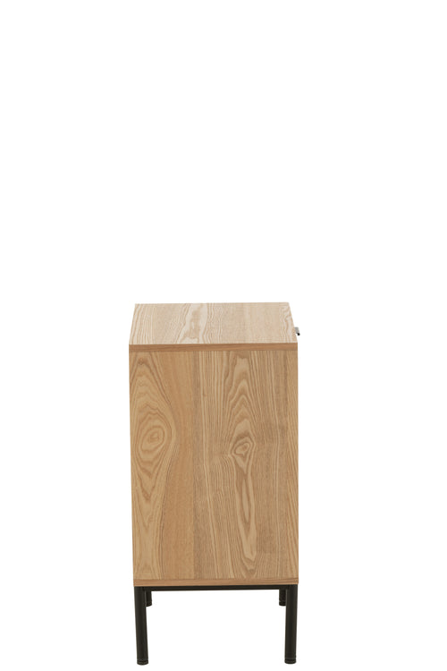 J-Line nachtkast Vierkant - hout/metaal - naturel/zwart