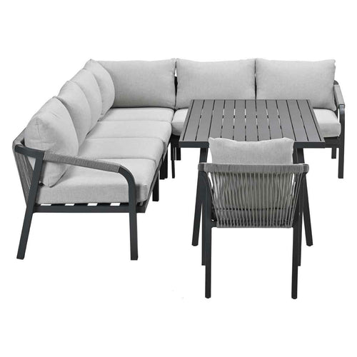 Garden Impressions lounge dining set Tarera donker grijs - 6-delig - incl stoel