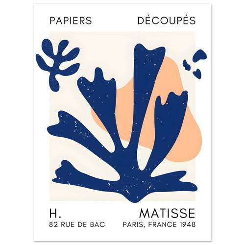 Artfulprints  Matisse – Abstract bloom navy blue II   poster 30x40 cm - vtwonen shop