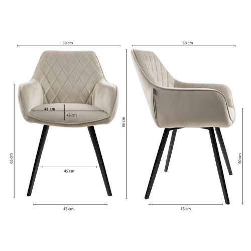 Kick eetkamerstoel Karl Velvet - Champagne - vtwonen shop