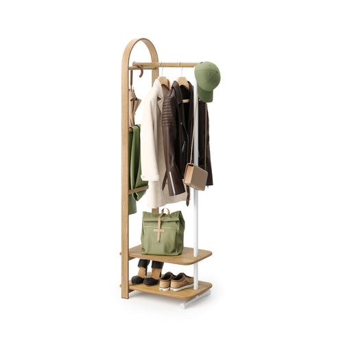 Umbra kapstok Bellwood - 39 x 44 x 168 cm - wit/naturel
