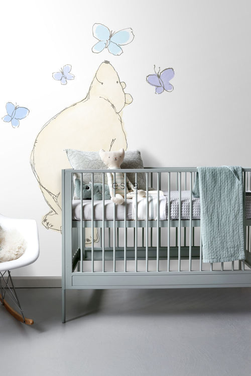 ESTAhome fotobehang een grote beer beige, blauw en paars - 139.5 x 270 cm - 157321 - vtwonen shop