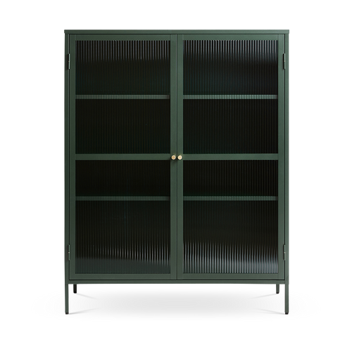 Olivine Katja Metalen Vitrinekast met Ribglas - B 111 cm - Groen - vtwonen shop
