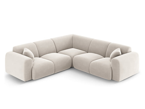 Cosmopolitan Design Hoekbank Nolio 5-zits, flueel lichtbeige - 252x252x72cm