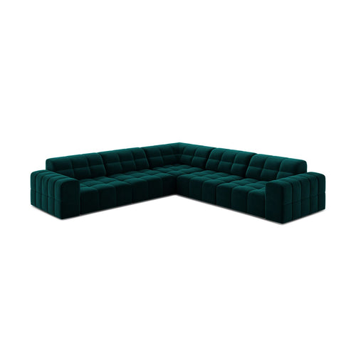 Cosmopolitan Design - Symmetrische hoekbank Chicago 4-zits, flueel diepe olie - 285x285x78cm