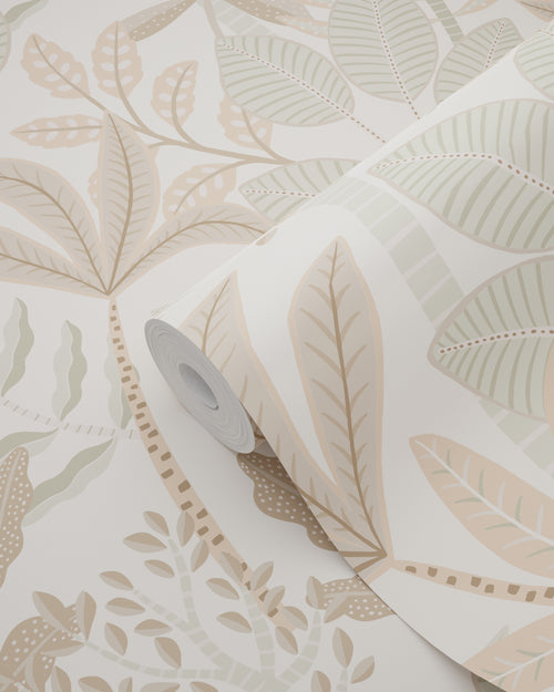 ESTAhome behang bladeren warm grijs, beige en vergrijsd groen - 50 x 900 cm - 139677