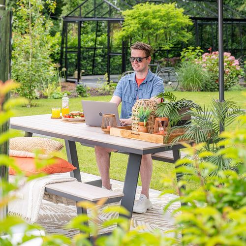 Bell picknick set - 200x178 cm - carbon black - light teak vironwood - vtwonen shop