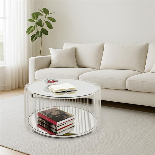 Kare Design Salontafel Wire Double Ø80cm beige - vtwonen shop