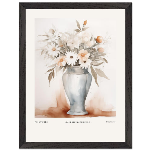 Artfulprints Poster met Lijst Bloemen in vaas 1   - 30x40 cm - Taupe