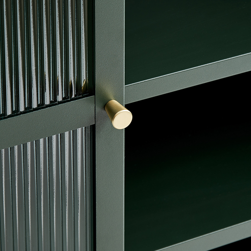 Olivine Katja Metalen Vitrinekast met Ribglas - B 111 cm - Groen - vtwonen shop