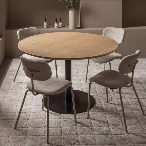 WOOOD eettafel rond vingerlas Tablo - Eiken - Transparant - Ø120