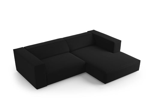 Cosmopolitan Design rechter hoekbank Arendal 3-zits, flueel, zwart - 166x224x70cm