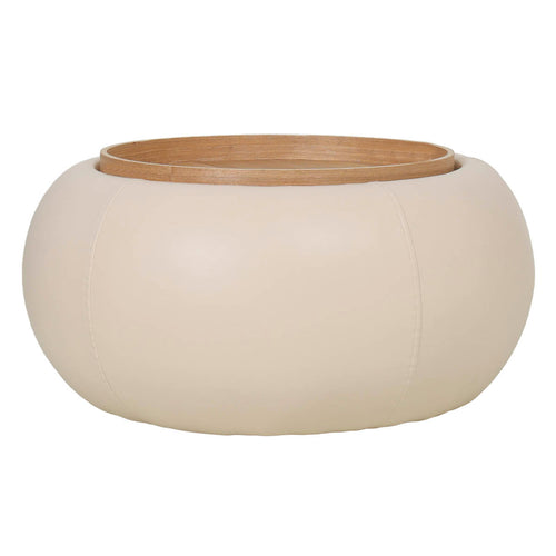 DÉJA Living Salontafel Draby - Rond Beige/Naturel - Incl. Opbergruimte - 73cm