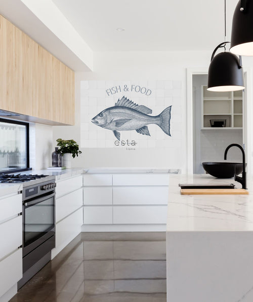 ESTAhome muursticker vis blauw - 145 x 97 cm - 159034