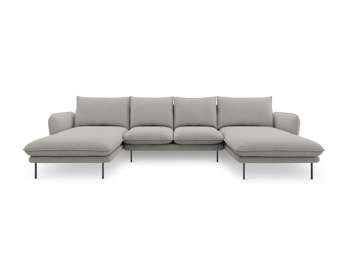 Cosmopolitan Design Panoramische bank Vienna 6-zits, structurele stof, lichtgrijs - 170x350x95cm