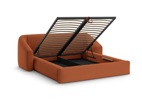 Cosmopolitan Design Opbergbed met hoofdeinde Campi 200x200cm structurele stof baksteen - 230x268x80cm