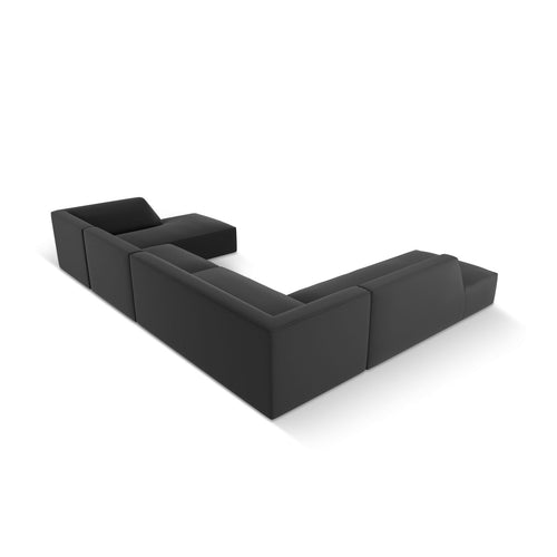 Cosmopolitan Design - Modulaire panoramische hoekbank links Siena 7-zits, imitatieleer zwart - 273x366x69cm