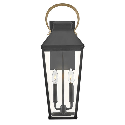Wandlaterne für den Außenbereich, traditionell, Schwarz, Akzent in brünierter Bronze, IP44, 2 x E14