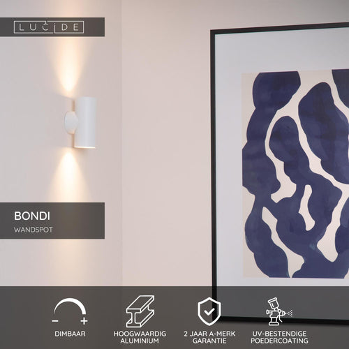 Lucide wandspot BONDI - 2xGU10 - Wit