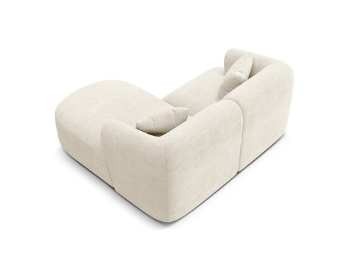 Cosmopolitan Design Modulaire hoekbank rechts Campi 3-zits, ribfluwelen ivoor - 156x180x70cm