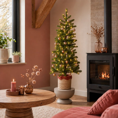 Black Box Trees Nagoya Kunstkerstboom met Verlichting H120 x Ø60 cm - Kerstboom Voor Binnen - Kunstboom met 212 PE Dennentakjes - Slank Model Ø60 cm -