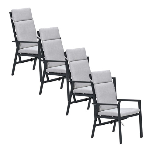 Garden Impressions Kasper tuinstoel verstelbaar donker grijs - 4 stuks