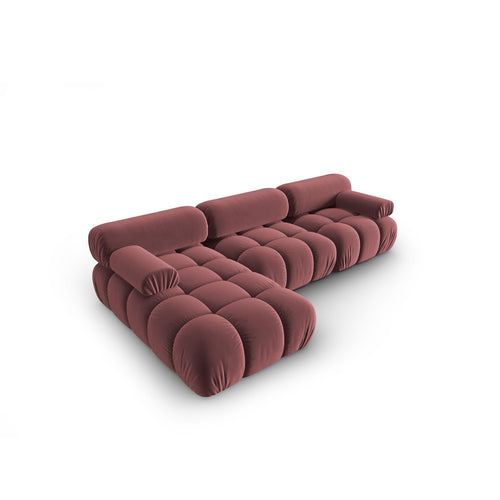 Cosmopolitan Design - Modulaire hoekbank links Cortina 4-zits, flueel roze - 155x282x70cm