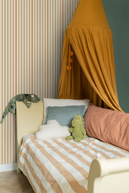 ESTAhome behang strepen groen en bruin - 50 x 900 cm - 131605