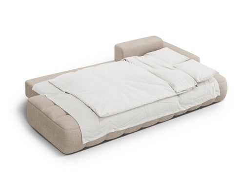 Cosmopolitan Design Converteerbare hoekbank rechts met opbergdoos Linz 3-zits, structurele stof zand - 142x275x84cm