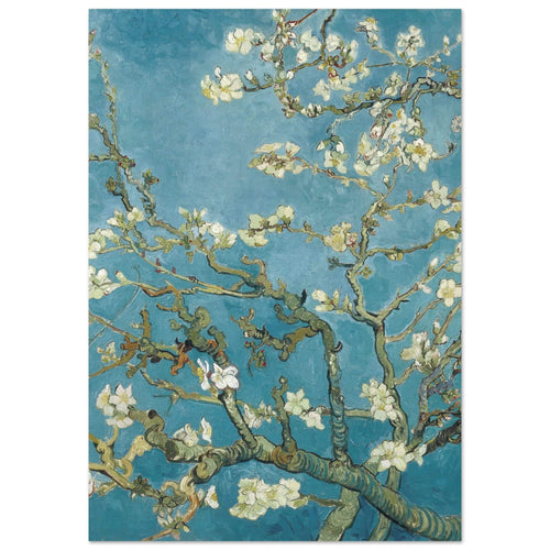 Artfulprints Poster met Lijst Vincent van Gogh - Amandelbloesem   - 50x70 cm - Blauw